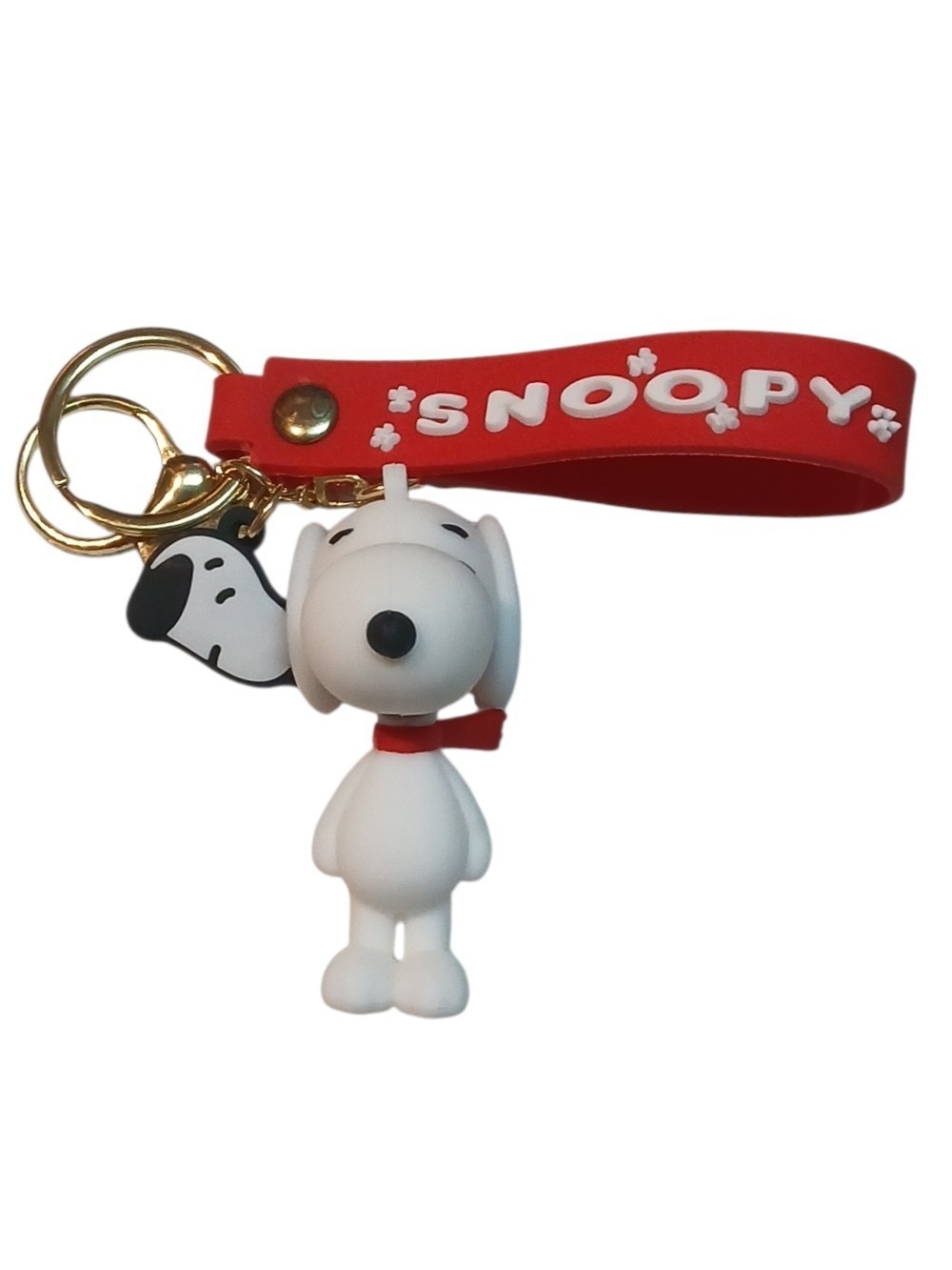 Peanuts - 3D Snoopy Silicone Keychain, Red Hand Strap, Lobster Clasp, 8" Length
